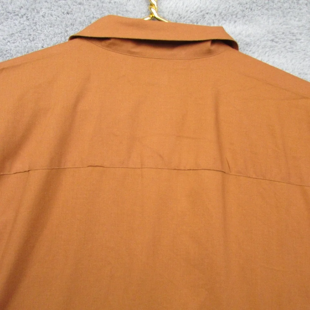 Uniqlo Shirt Mens Large Orange Solid Short Sleeve Button Front Casual Top‎